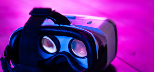 VR headset in purple lighting