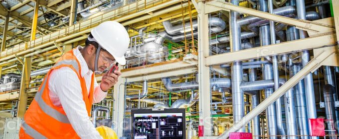 Electrical engineer working in modern thermal power plant