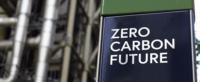 Sign that reads ZERO CARBON FUTURE