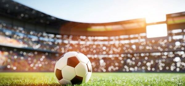 A football on a pitch